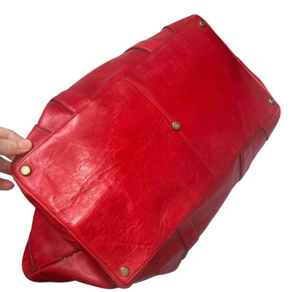 Coach Vintage red saddle leather HUGE weekender travel tote bag - Picture 5 of 10